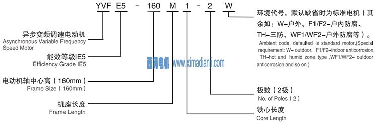 YVFE5系列超高效率變頻調(diào)速三相異步電動機(jī)型號說明